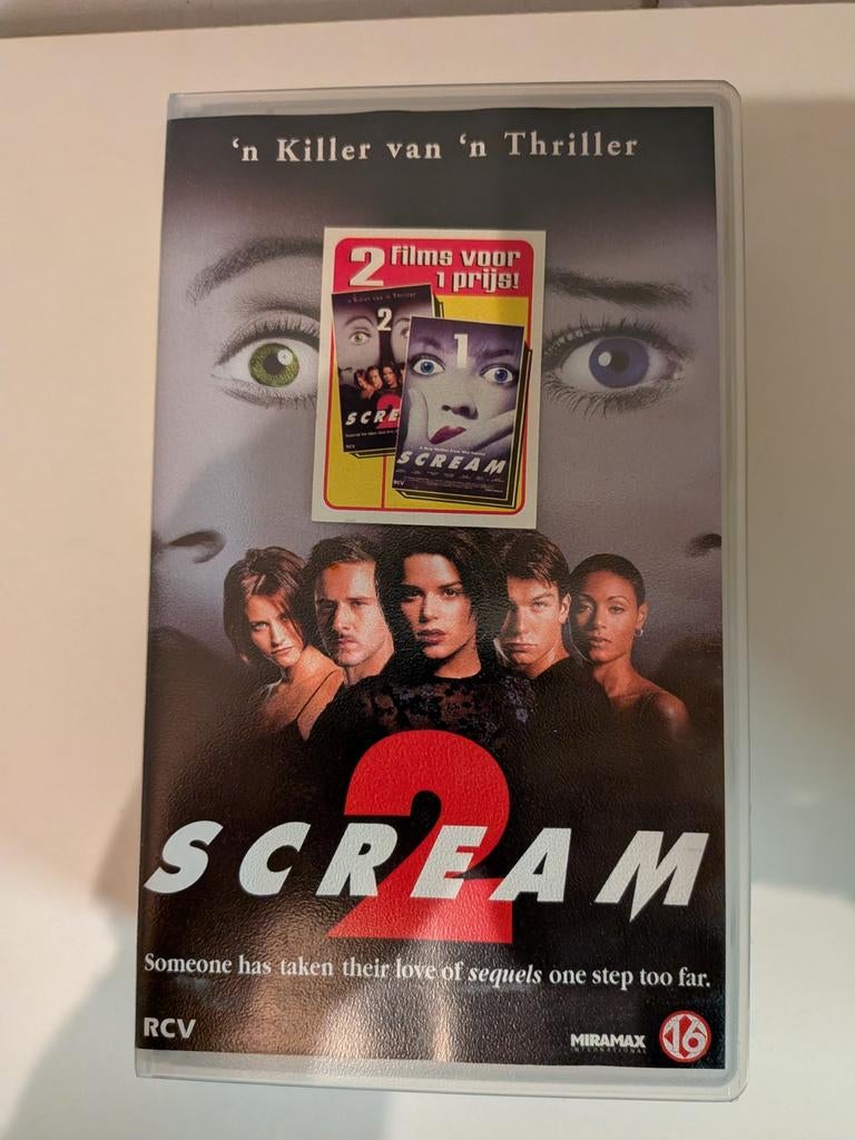 Duopack Scream 1&2 VHS - Horrorfilm van Wes Craven, Cd's en Dvd's, VHS | Film, Vanaf 16 jaar, Ophalen of Verzenden, Gebruikt, Horror
