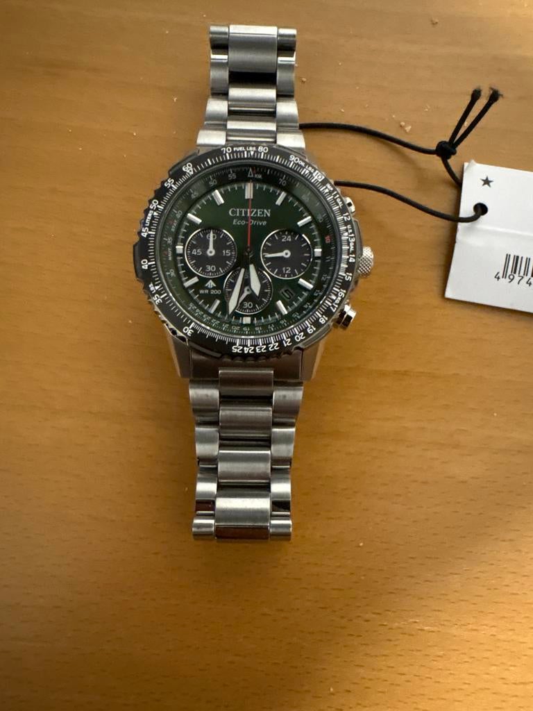 CITIZEN PROMASTER CA4664-60W HORLOGE ECO-DRIVE CHRONO GROEN, Staal, Nieuw, Ophalen of Verzenden, Polshorloge