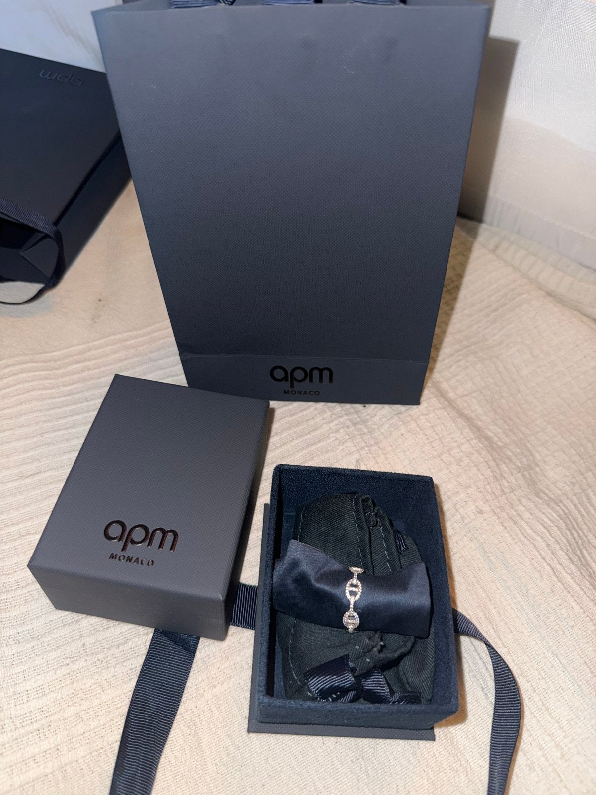 APM Monaco Zilveren Marine ring Maat 64 met Garantie, Met kristal, 20 of groter, Ophalen of Verzenden, Zo goed als nieuw