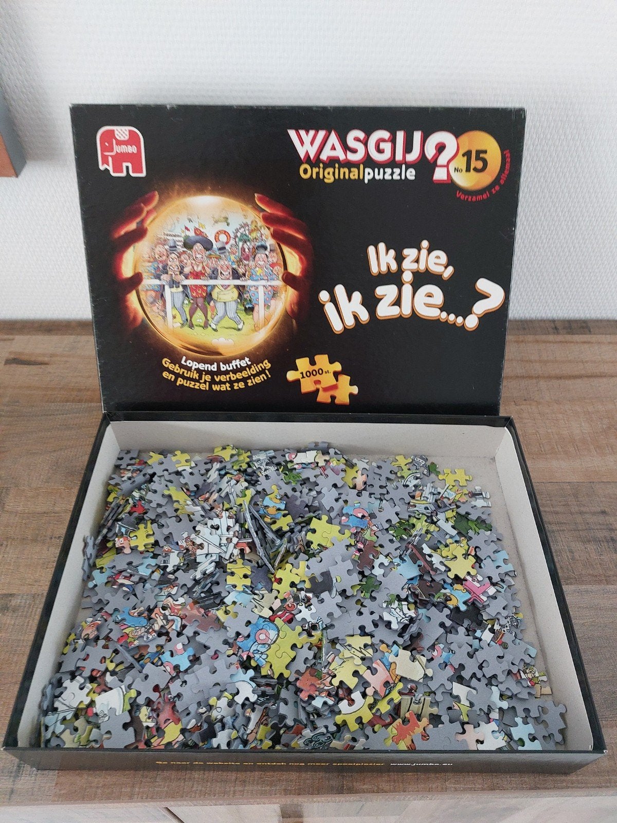 Wasgij Originalpuzzel No. 15 - Ik zie, ik zie...?, Ophalen of Verzenden, 500 t/m 1500 stukjes, Gebruikt, Legpuzzel
