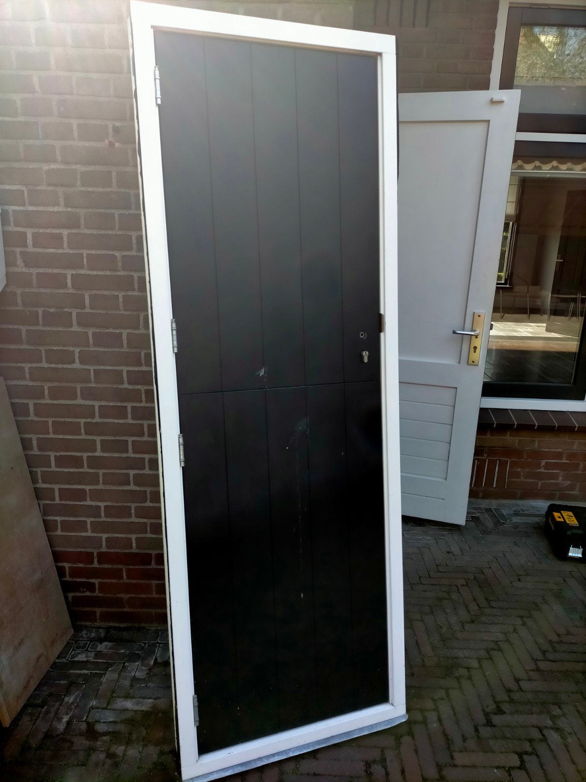 Houten kozijn met massieve deurtjes (70x200x11cm), Gebruikt, Minder dan 80 cm, Binnendeur, Ophalen of Verzenden