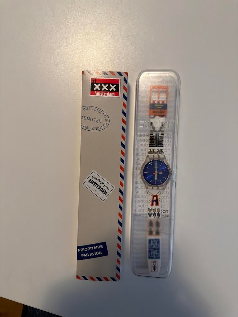 Swatch Polshorloge 'Greetings from Amsterdam' Nieuw, Kunststof, Polshorloge, Swatch, Nieuw