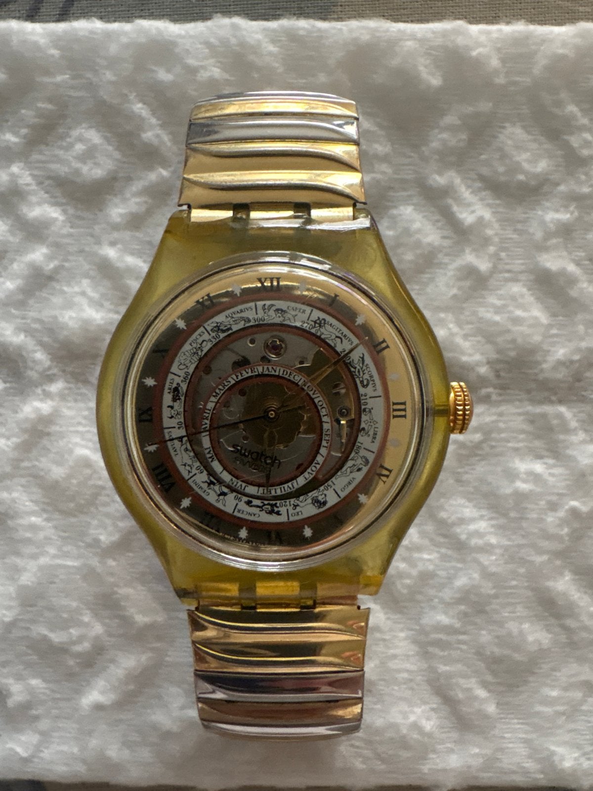 Swatch Automatic Horloge met Zodiac Wijzerplaat, Staal, Kunststof, Gebruikt, Polshorloge