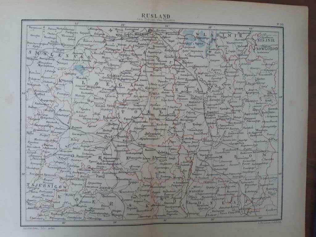 35 / Litho van J. Kuyper uit 1880: ten zuiden van Moskou, Antiek en Kunst, Ophalen of Verzenden