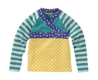 HEMA wikkelshirt longsleeve shirt geel blauw petrol 134-140, Meisje, Nieuw, Ophalen of Verzenden, Shirt of Longsleeve