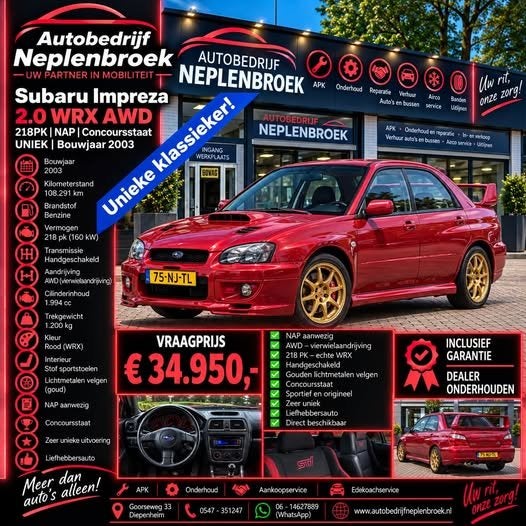 Subaru Impreza 2.0 WRX AWD 218PK NAP Concoursstaat UNIEK Bj, Auto's, 1994 cc, Gebruikt, 4 cilinders, Handgeschakeld