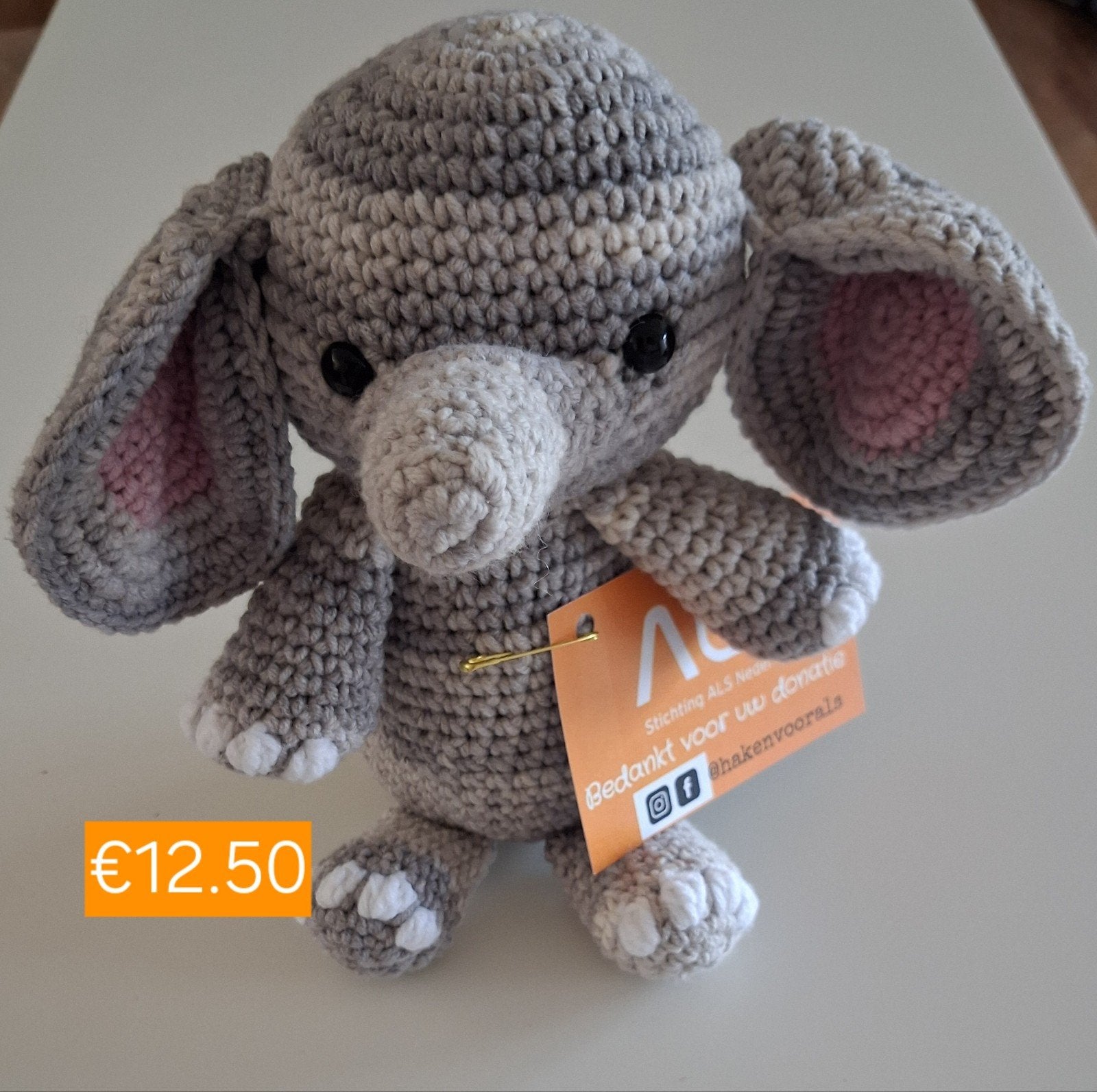 Gehaakte Olifant Knuffel - Steun ALS Nederland, Kinderen en Baby's, Speelgoed | Knuffels en Pluche, Overige merken, Overige karakters