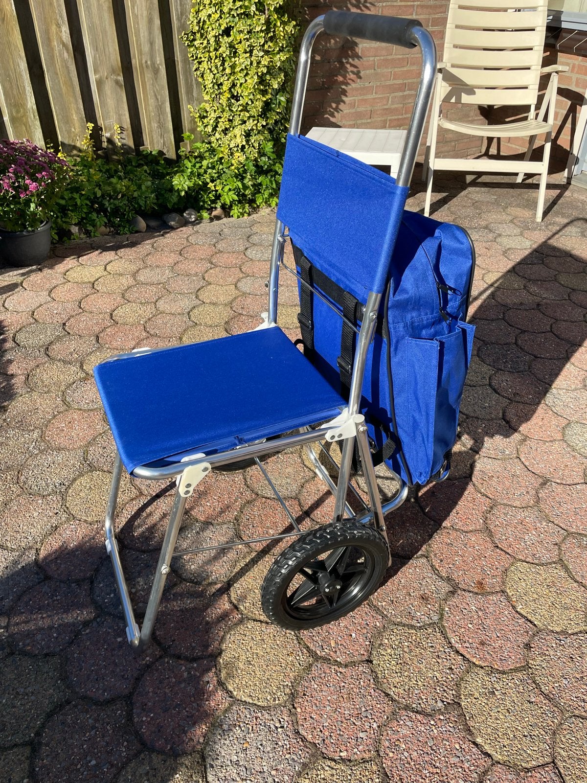 Shop-Royal Boodschappenkar met Zitje - Blauw, Ophalen, Opvouwbaar, Nieuw
