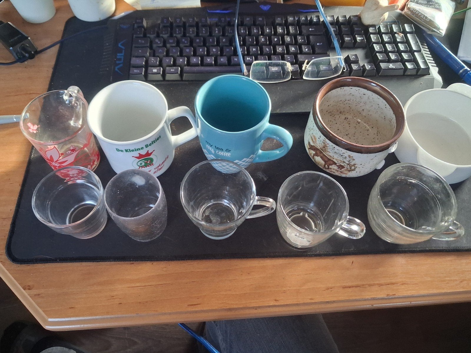Gratis diverse kopjes en mokken - Set van 9, Ophalen, Meerkleurig, Overige merken, Glas