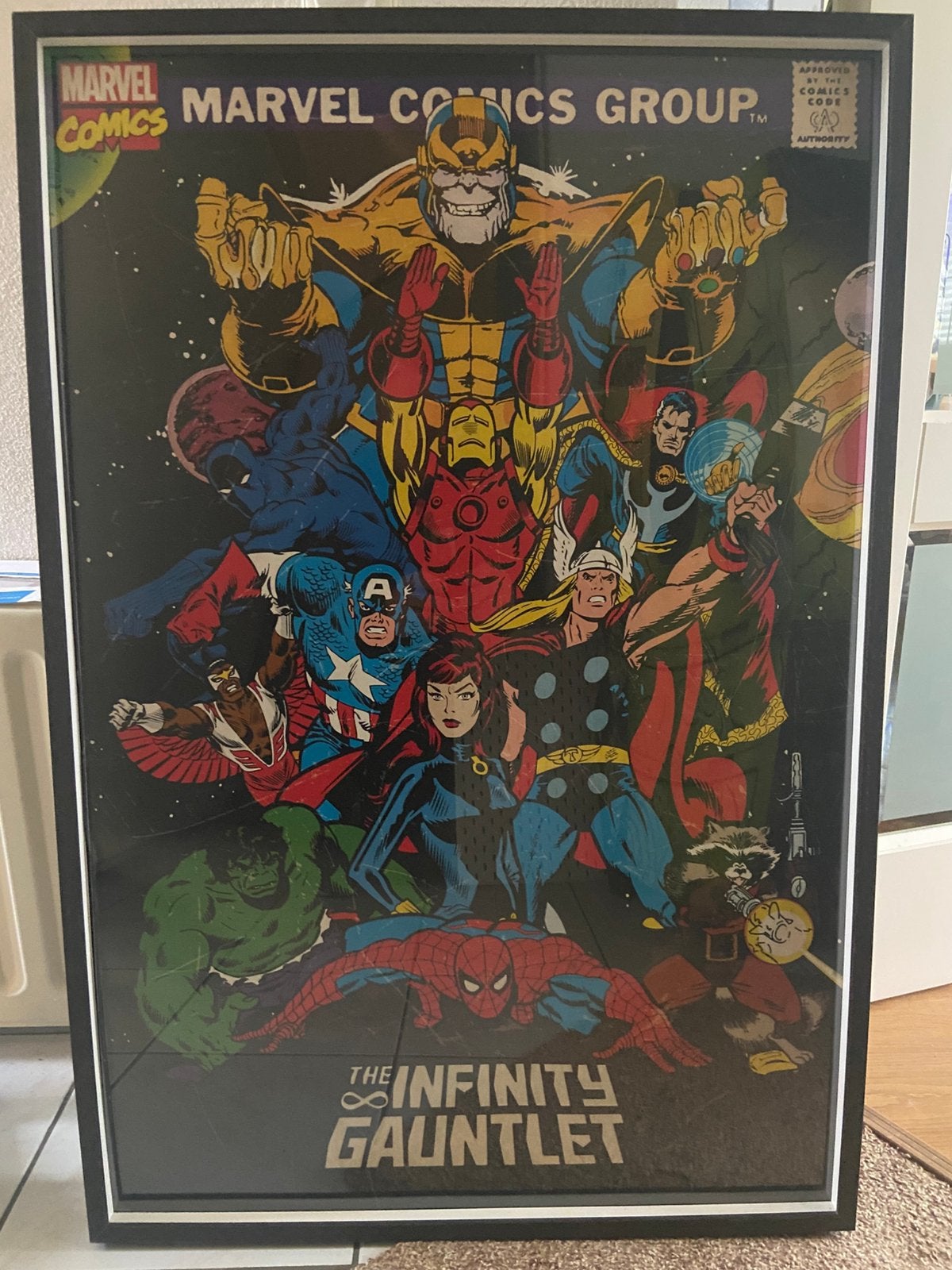 Filmposter Marvel in lijst, Ophalen, Met lijst, Deurposter of groter, Film en Tv
