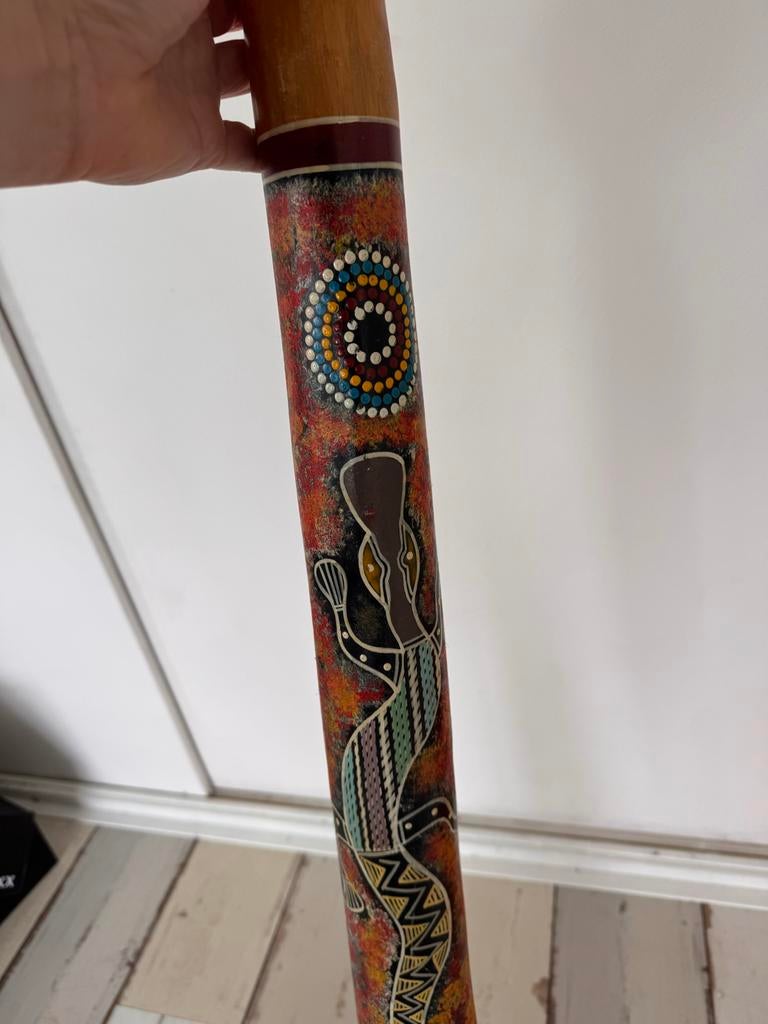 Handgeschilderde didgeridoo, Muziek en Instrumenten, Blaasinstrumenten | Didgeridoos, Ophalen, Zo goed als nieuw