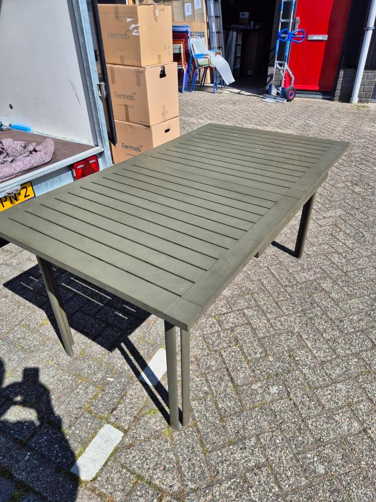 Gebruikte fermob costa tafel 160/240x90 savanne groen, Tuin en Terras, Tuintafels, Ophalen of Verzenden, Rechthoekig, Kunststof