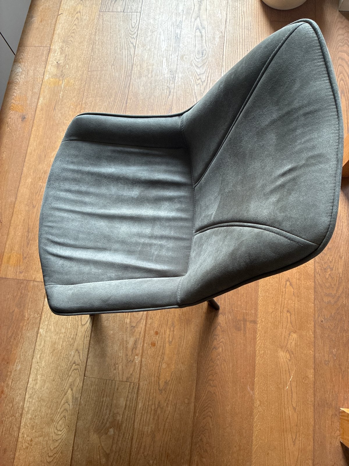 4 grijze eetkamerstoelen van Leen Bakker, goede staat, Ophalen, Gebruikt, Vier, Stof
