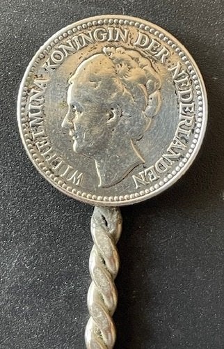 halve gulden 1930 gulden onbekend lepel zilver verzet lepel, Ophalen of Verzenden, Zilver