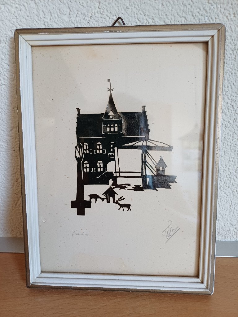 Vintage knipwerkje van het Gemeentehuis Veendam., Antiek en Kunst, Ophalen of Verzenden
