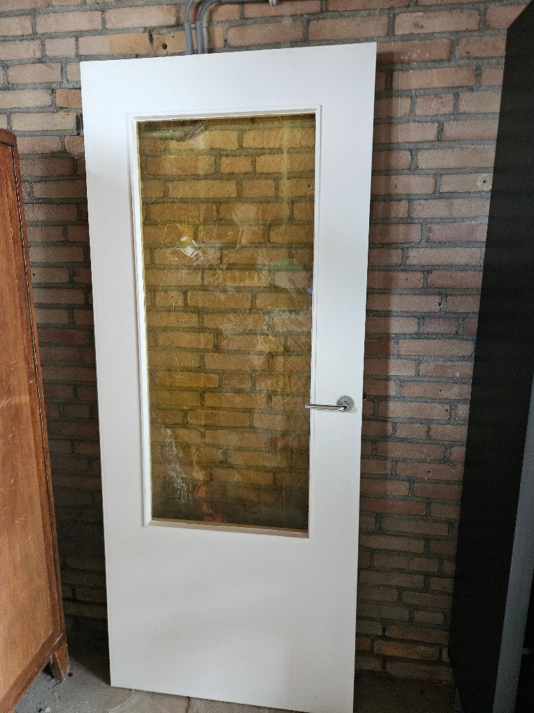 Binnendeur met glas, Ophalen, Gebruikt, 80 tot 100 cm, Binnendeur
