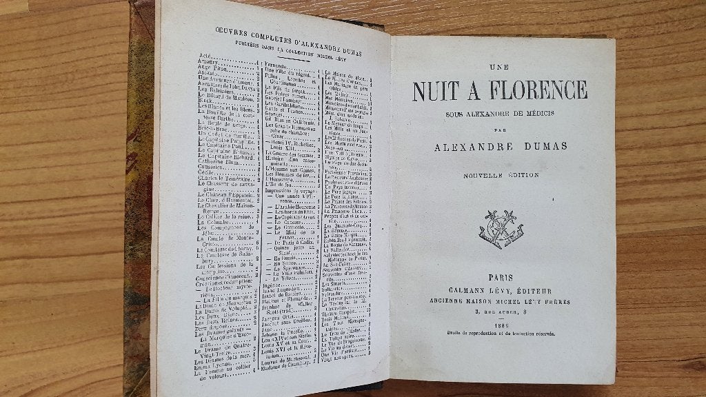 Une Nuit a Florence, Antiek en Kunst, Ophalen of Verzenden, Alexandre Dumas