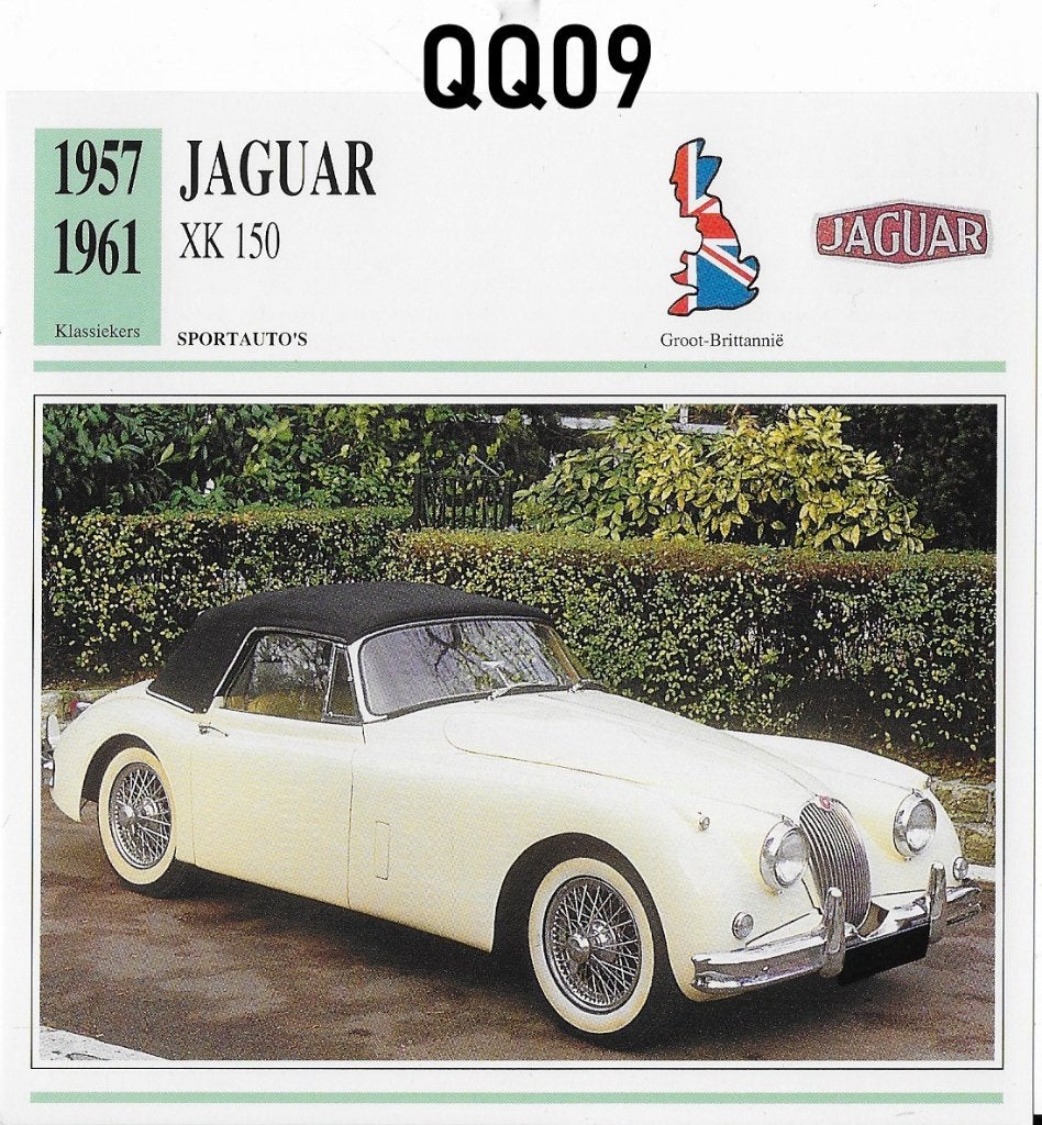 Qq09 autokaart jaguar xk 150 ( 1957 - 1961 ), Ophalen of Verzenden, Zo goed als nieuw, Auto's