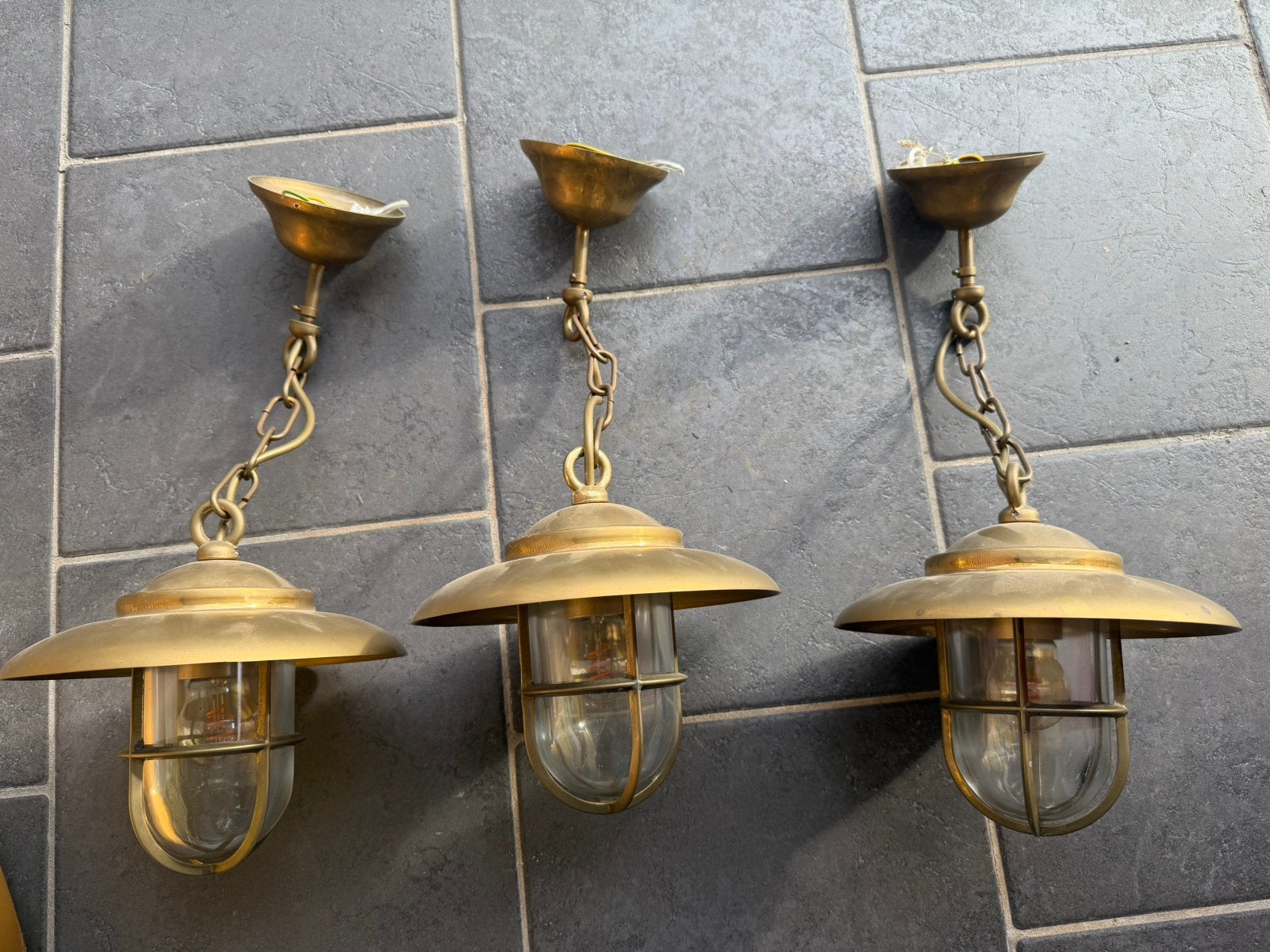 Unieke messing scheepslamp, Ophalen, Gebruikt