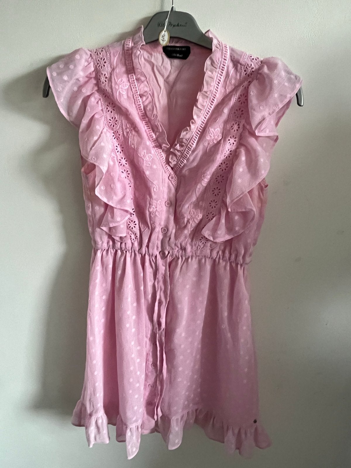 Colourful Rebel roze jurk met ruches en borduursels XS, Kleding | Dames, Ophalen of Verzenden, Zo goed als nieuw, Roze, Maat 34 (XS) of kleiner
