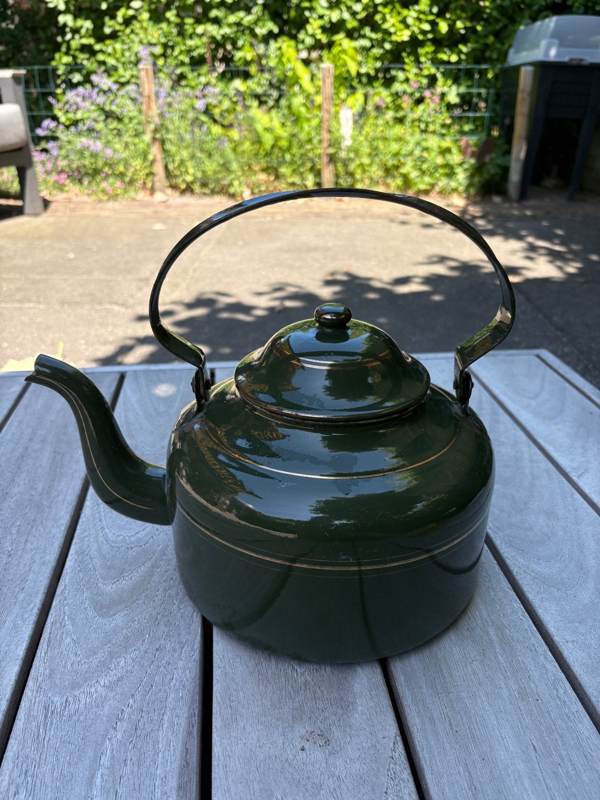 Vintage Groene Emaille Theepot / Ketel - 22 cm Doorsnede, Ophalen of Verzenden