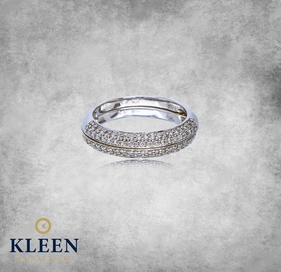 Elegante 14K Wit Gouden Pavé Ring 0.25 CRT Briljant, Ophalen of Verzenden, Dame, Goud, Goud