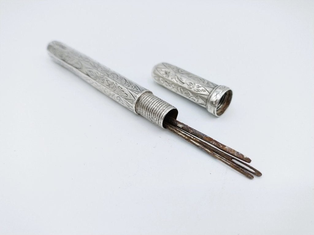 Zilveren naaldenkoker, Nederland, 19e eeuws, Verzenden, Zilver