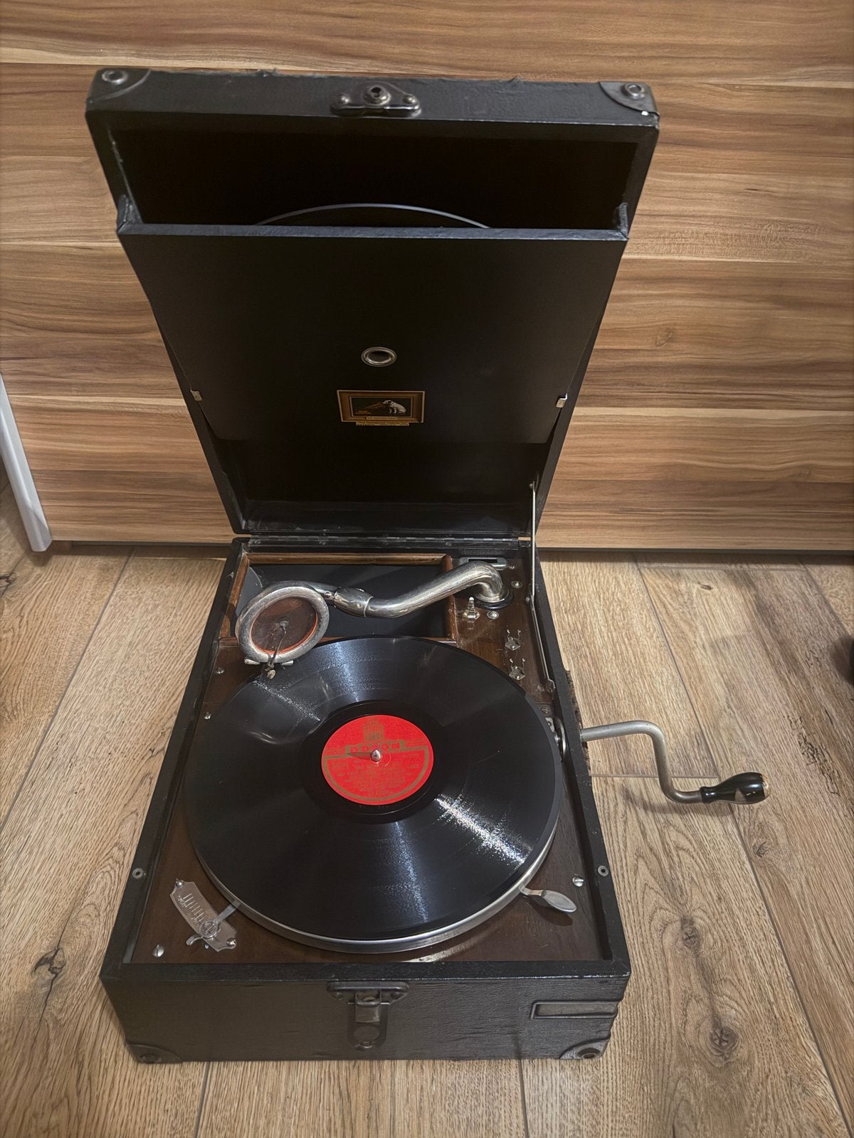 Antieke draagbare grammofoon (HMV 101), Ophalen of Verzenden, Gebruikt, Platenspeler, Overige merken