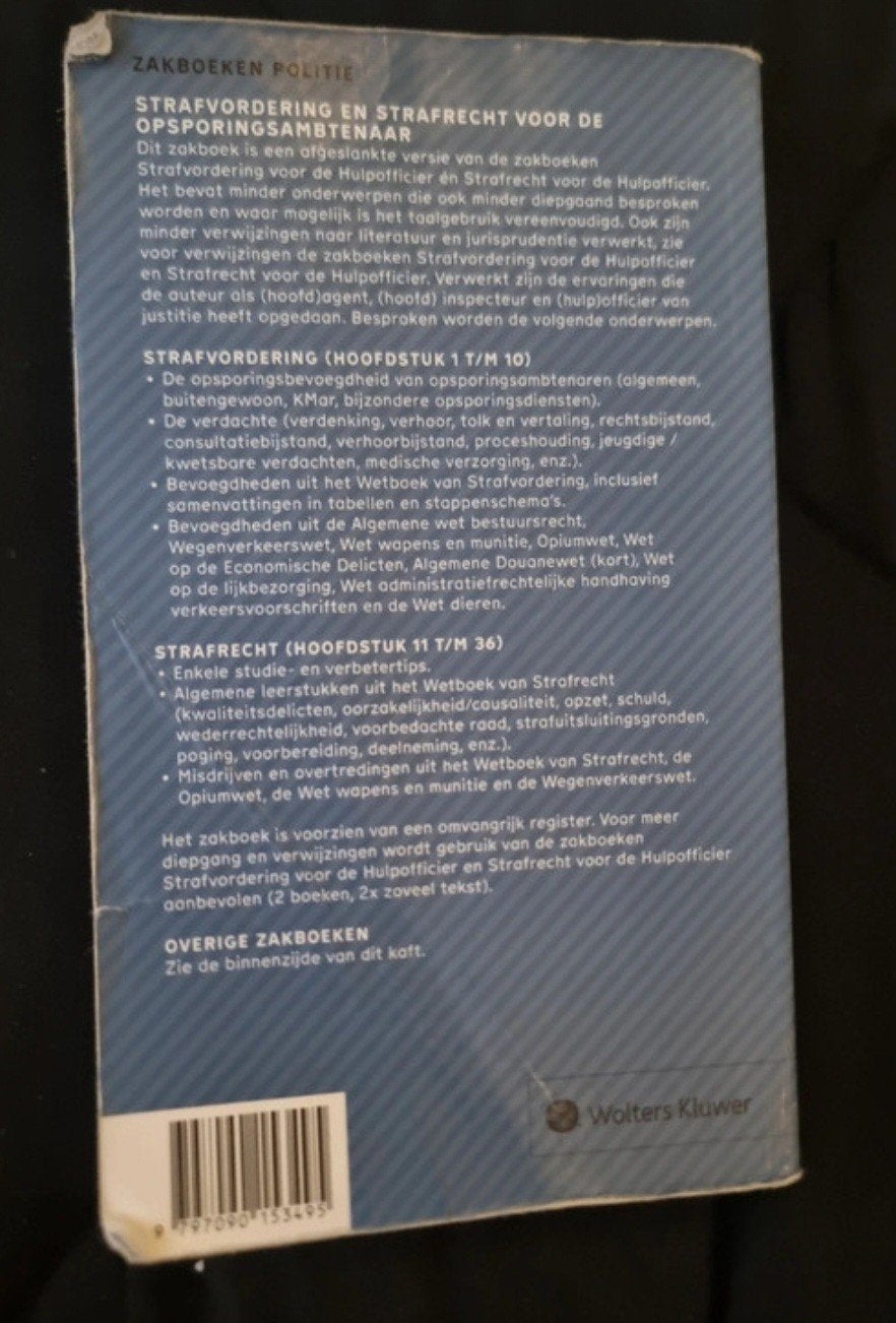 Zakboeken Politie: Strafvordering en Strafrecht, Gelezen, Ophalen of Verzenden, MBO, Wolters Kluwer