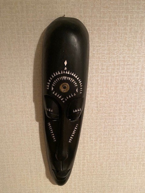 Indonesisch masker, wanddecoratie, Huis en Inrichting, Ophalen, Wandsculptuur, 12 cm, Zo goed als nieuw