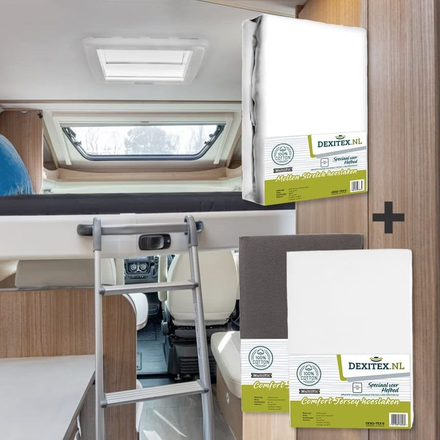 Textielpakket Hefbed 1 Molton + 2 Jersey hoeslakens 1 x Molt, Caravans en Kamperen, Niet ingevuld, Niet ingevuld, Niet ingevuld