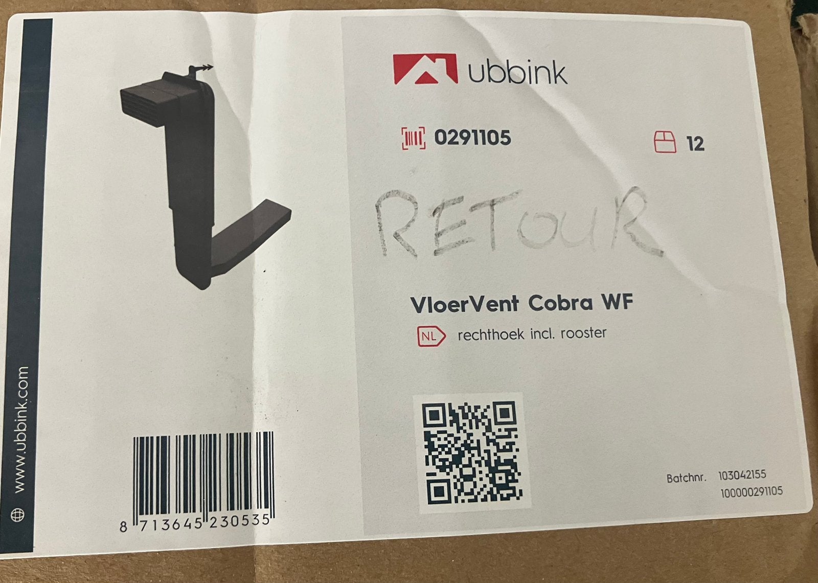 GRATIS Ubbink vloervent Cobra 6 stuks., Ophalen, Nieuw, Kalkzandstenen