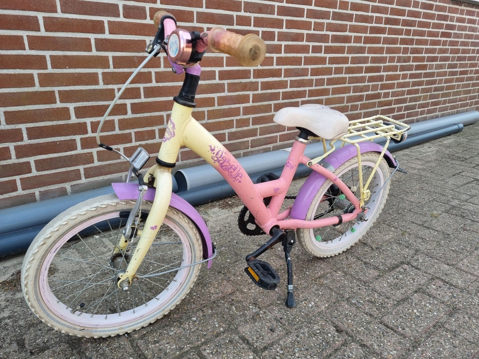 Gazelle kinderfiets 16 inch - Roze/Geel, Ophalen, Velgrem, Gazelle, 16 tot 20 inch
