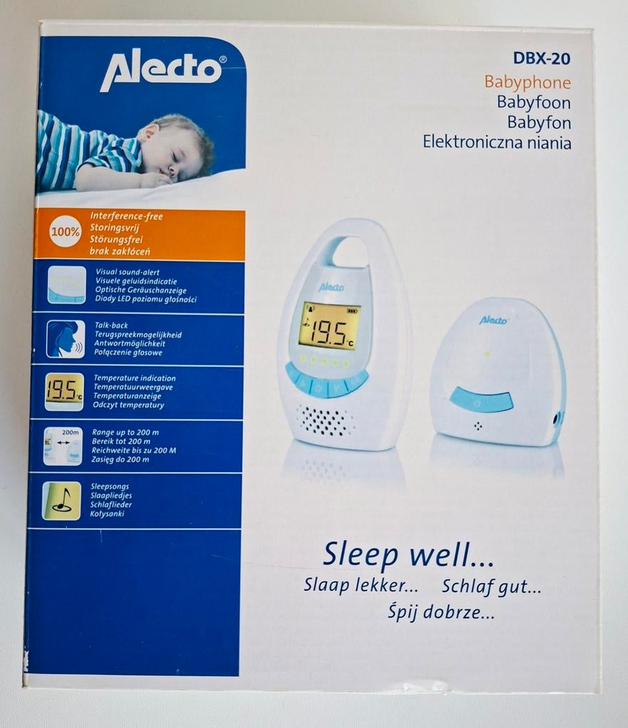 Alecto DBX-20 Babyfoon - Storingsvrij met terugspreekfunctie, Kinderen en Baby's, Babyfoons, Ophalen of Verzenden, Zo goed als nieuw