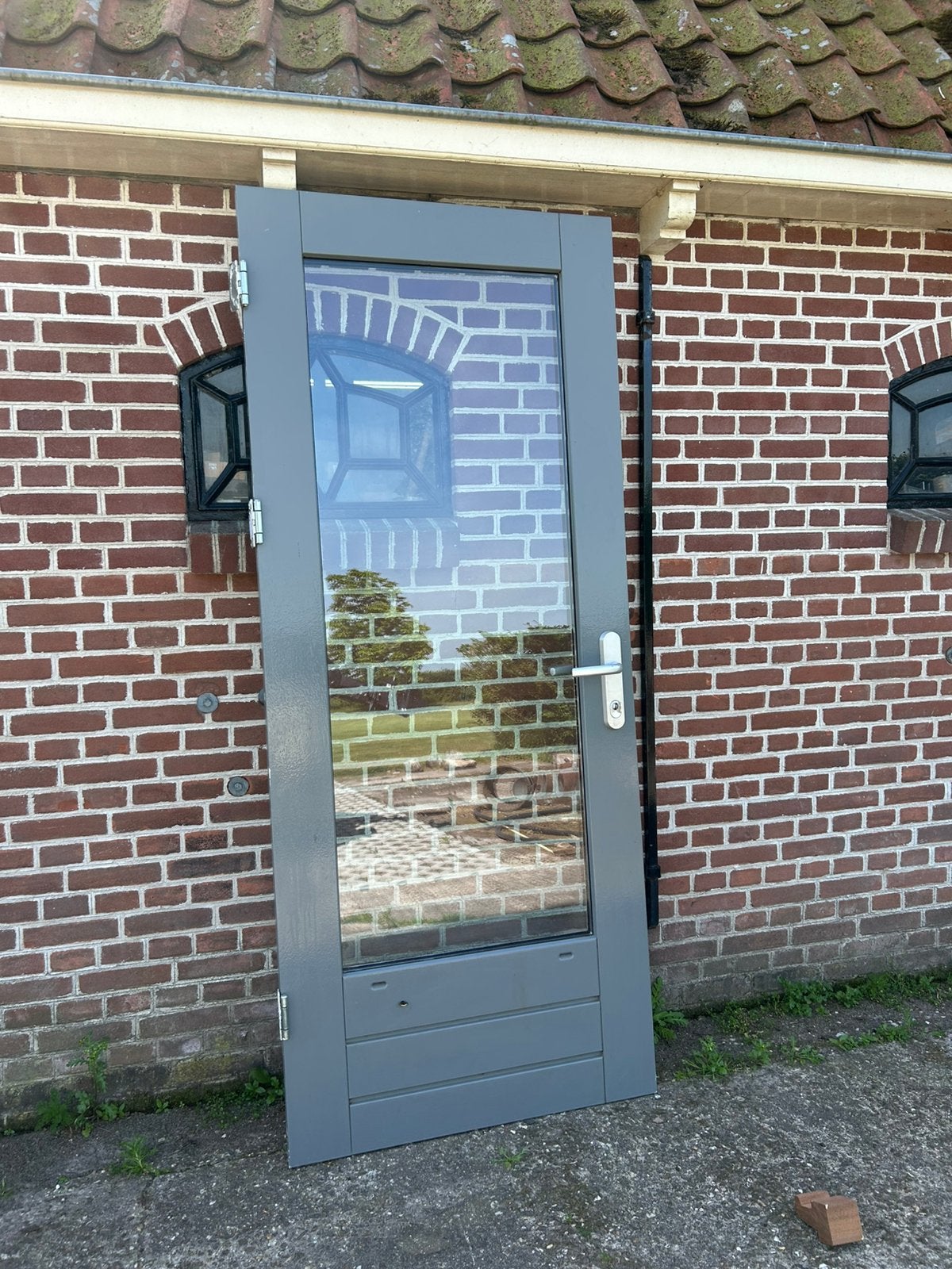 Hardhouten achterdeur 87,5x211cm., Ophalen, 80 tot 100 cm, 200 tot 215 cm, Glas