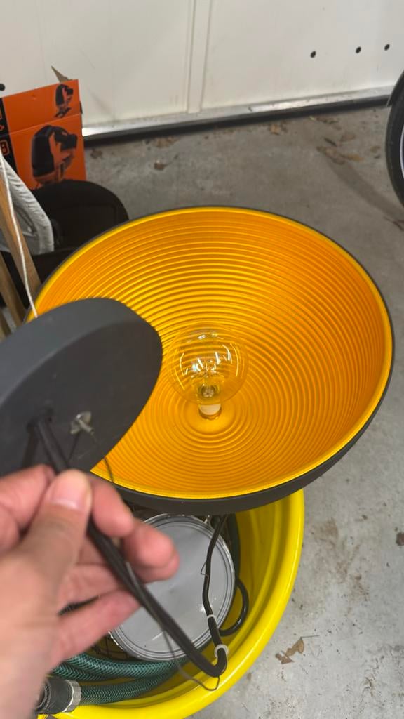 Moderne hanglamp geel/zwart - Ø 50cm, Ophalen, Gebruikt, Metaal