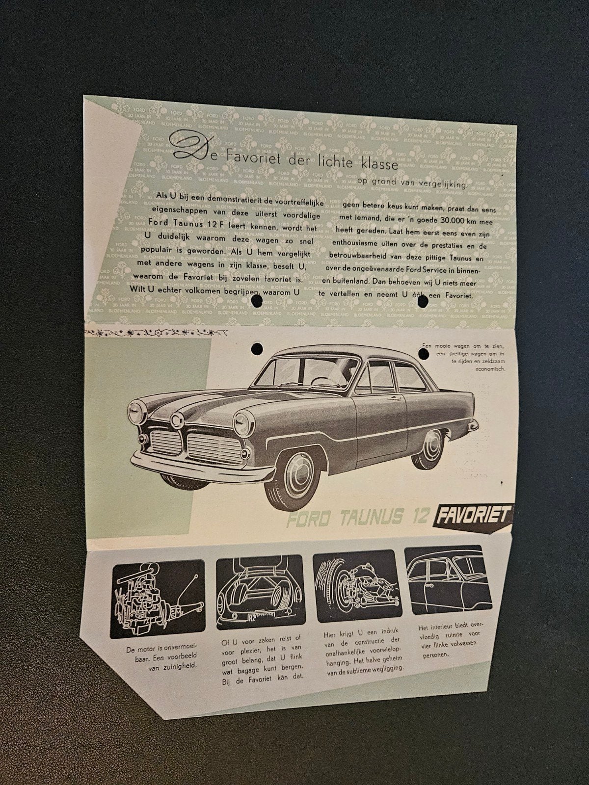 Brochure Ford Taunus 12 Favoriet 1954, Ophalen of Verzenden, Zo goed als nieuw, Ford