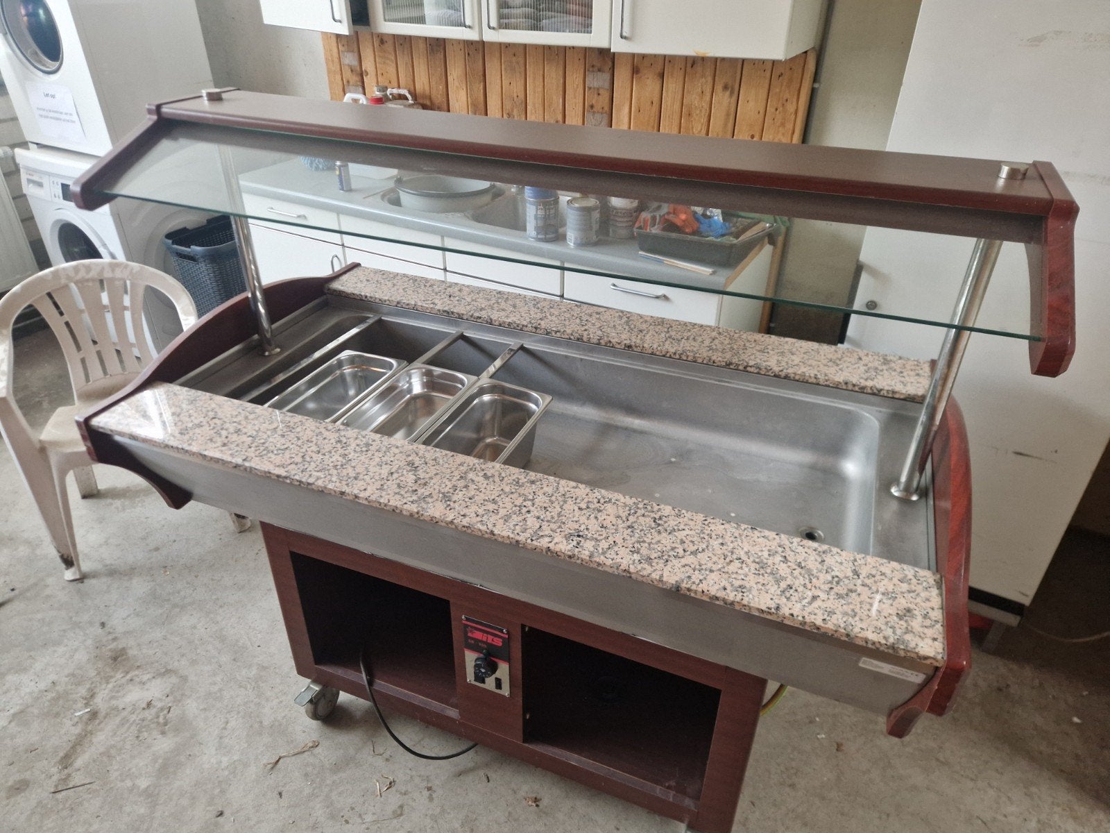 Ophalen in Eibergen!!! Warmhoudvitrine met Granieten Blad., Ophalen, Gebruikt, Fornuis, Frituur en Grillen