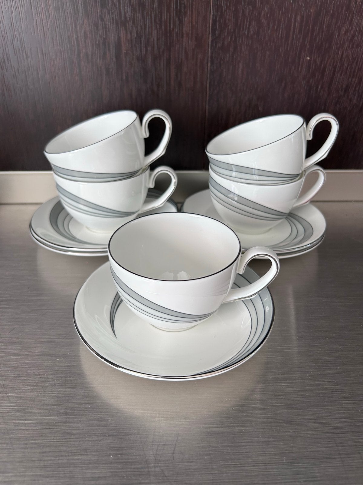 Wedgwood Selene Kop en Schotel Set - 5 Stuks, Ophalen, Klassiek, Zo goed als nieuw, Kop(pen) en/of Schotel(s)