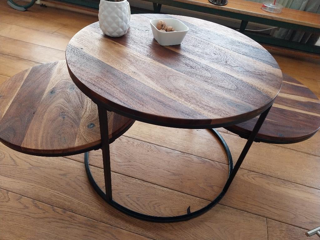 Salontafel, Huis en Inrichting, Tafels | Salontafels, 100 tot 150 cm, Rond, Zo goed als nieuw, Metaal
