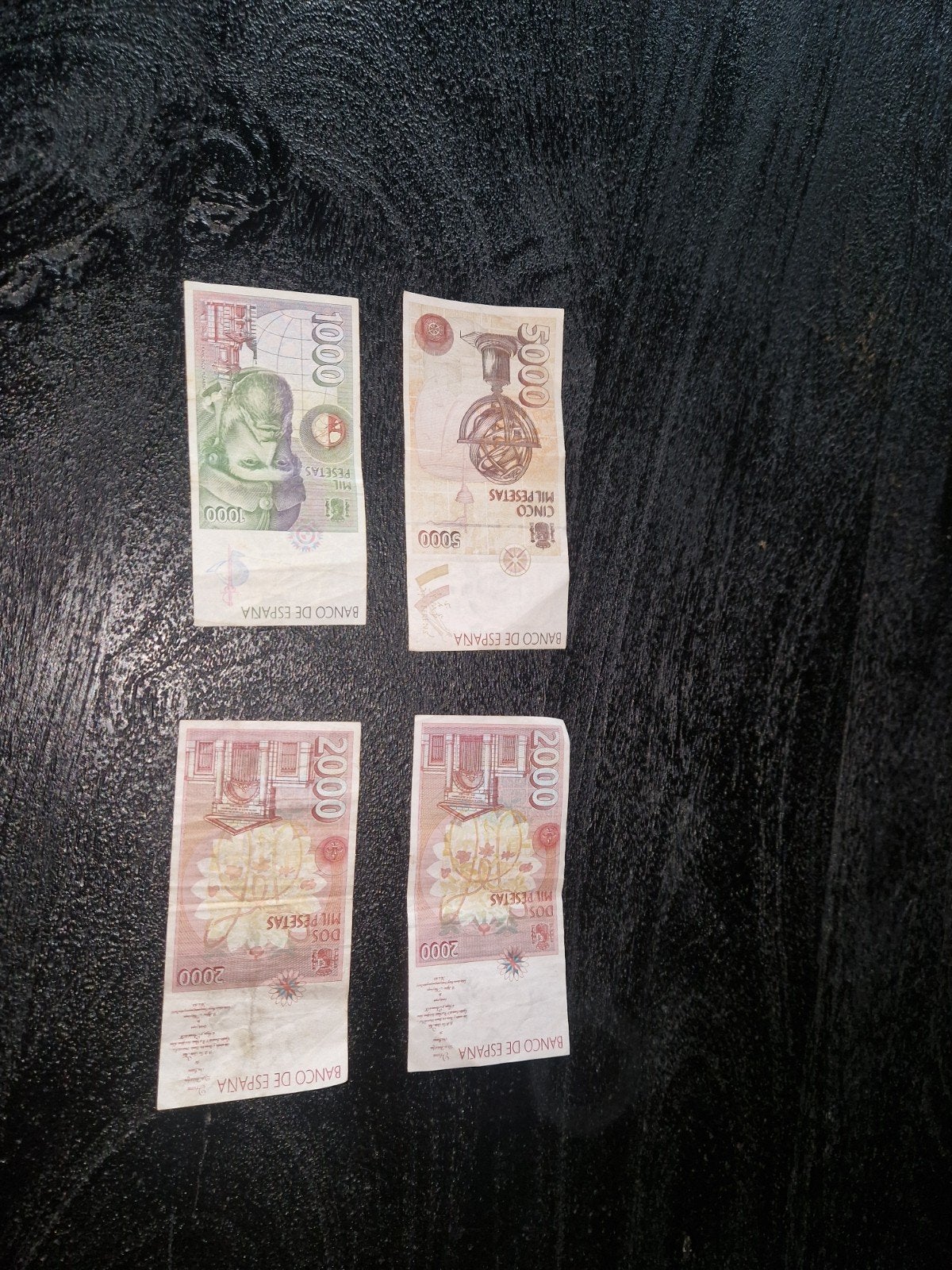 4 Spaanse Bankbiljetten uit 1992 Peseta's, Postzegels en Munten, Ophalen of Verzenden, Overige landen, Los biljet