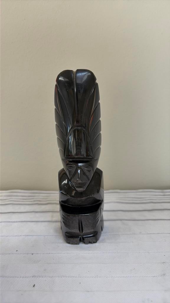 Mexicaans Azteken beeldje zwart obsidiaan, Ophalen of Verzenden