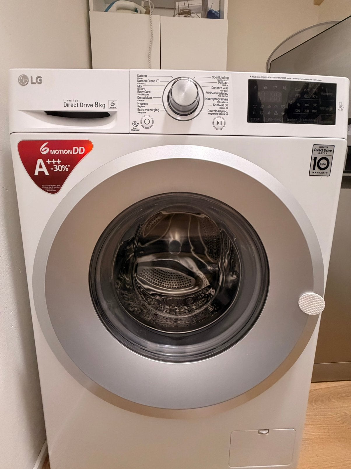 LG 8kg Wasmachine, Ophalen, Gebruikt, Voorlader, 85 tot 90 cm