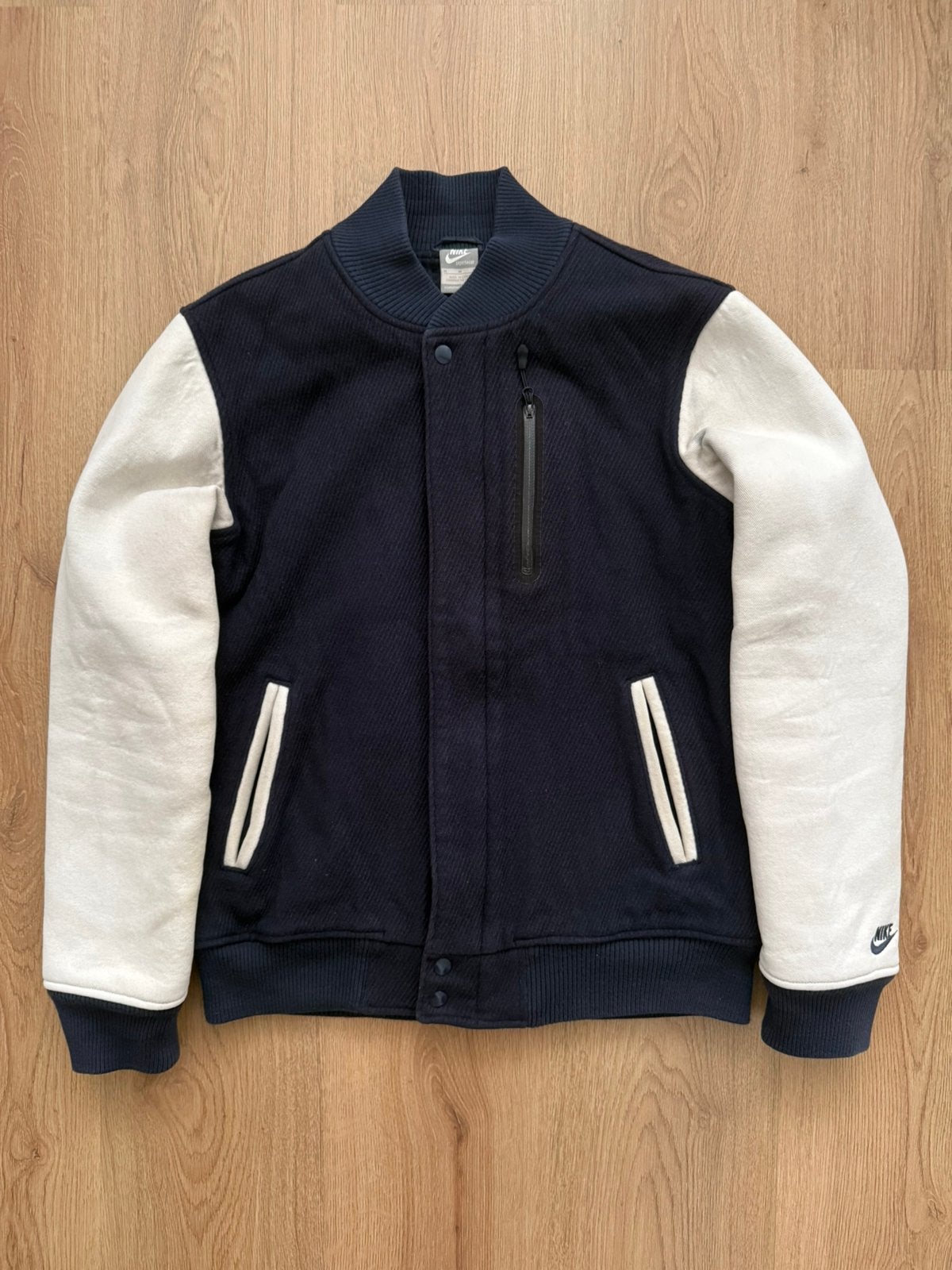 Nike Canvas Destroyer "Dark Obsidian" Varsity Jacket Y2K - M, Ophalen of Verzenden, Gedragen, Maat 48/50 (M), Blauw