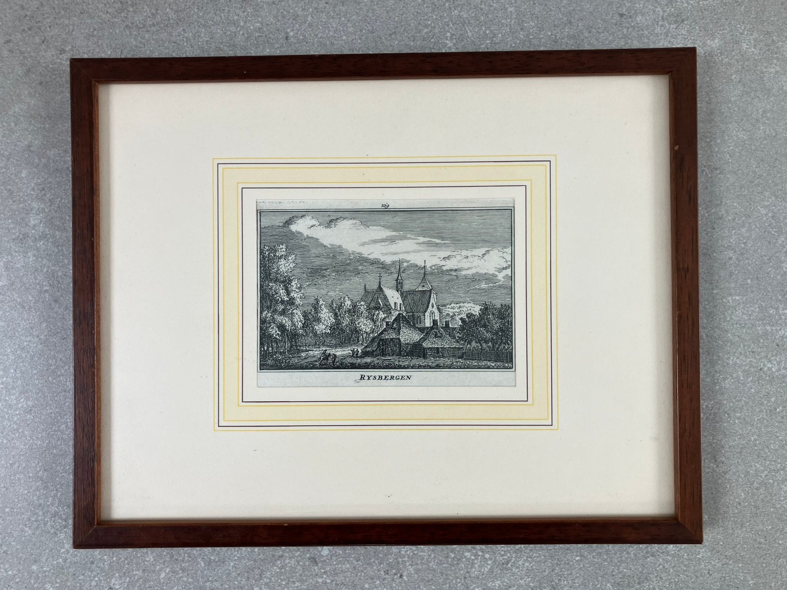 Antieke kopergravure Rijsbergen 18de eeuw ca 1725, Verzamelen, Ophalen of Verzenden, Voor 1920, Zuid-Holland