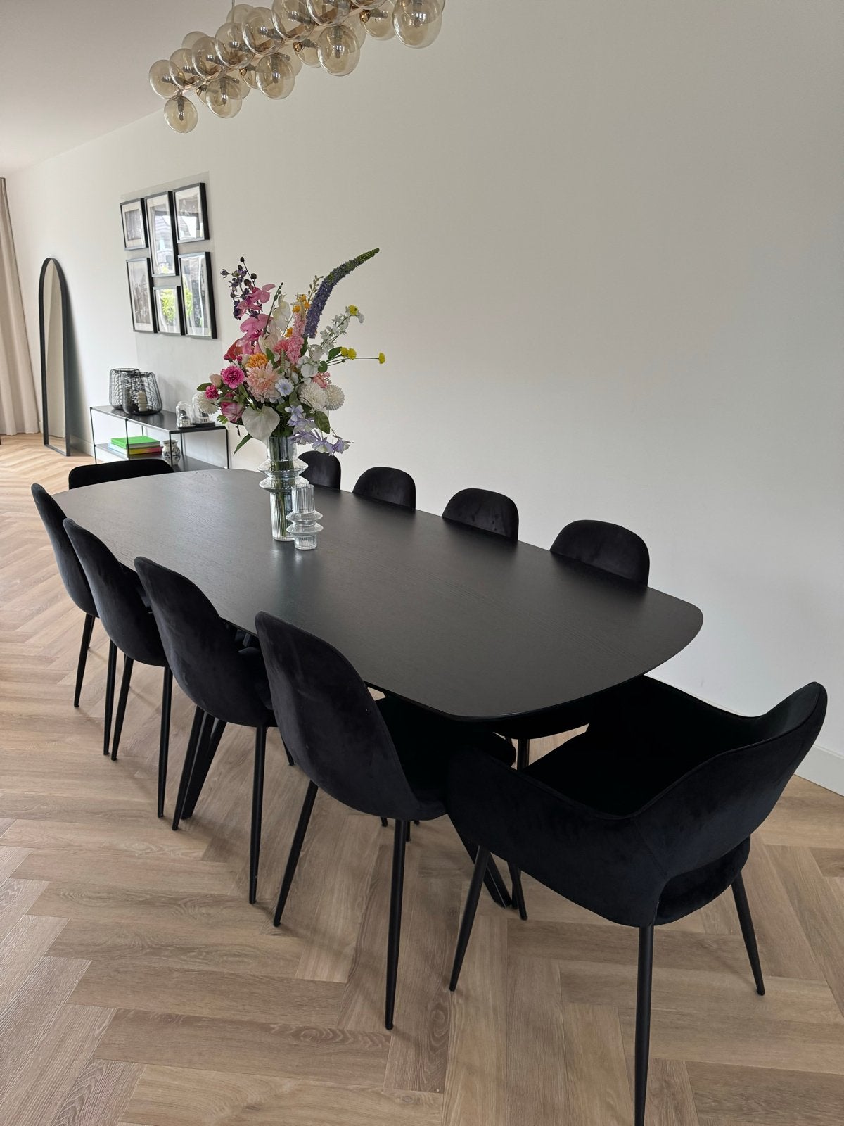 Eettafel van Kas20 - Zwart eiken blad, stalen onde, Ophalen, 200 cm of meer, 50 tot 100 cm, Zo goed als nieuw