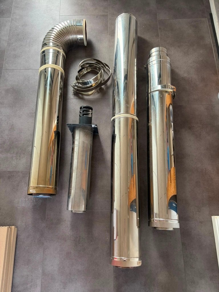 Dubbelwandige RVS kachelpijpen, Ophalen, Gebruikt, Gas, Inbouw