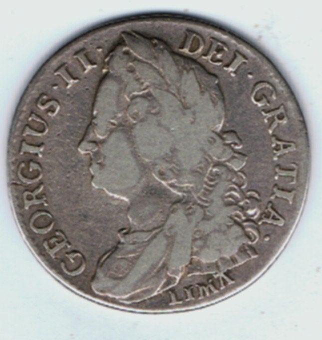 23-1412 Engeland 1 shilling 1745, LIMA, Ophalen of Verzenden, Overige landen, Losse munt, Zilver