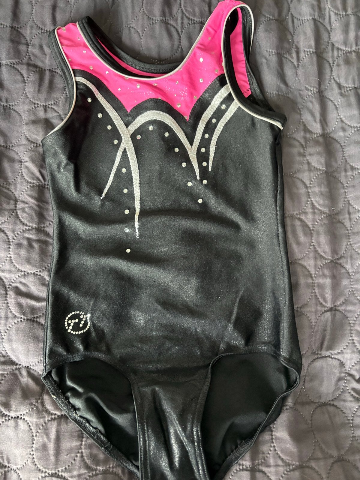 Turnpakje zwart/roze Maat 128, Sport en Fitness, Gebruikt, Zwart, Turnpak(je), Kindermaat 122 t/m 140