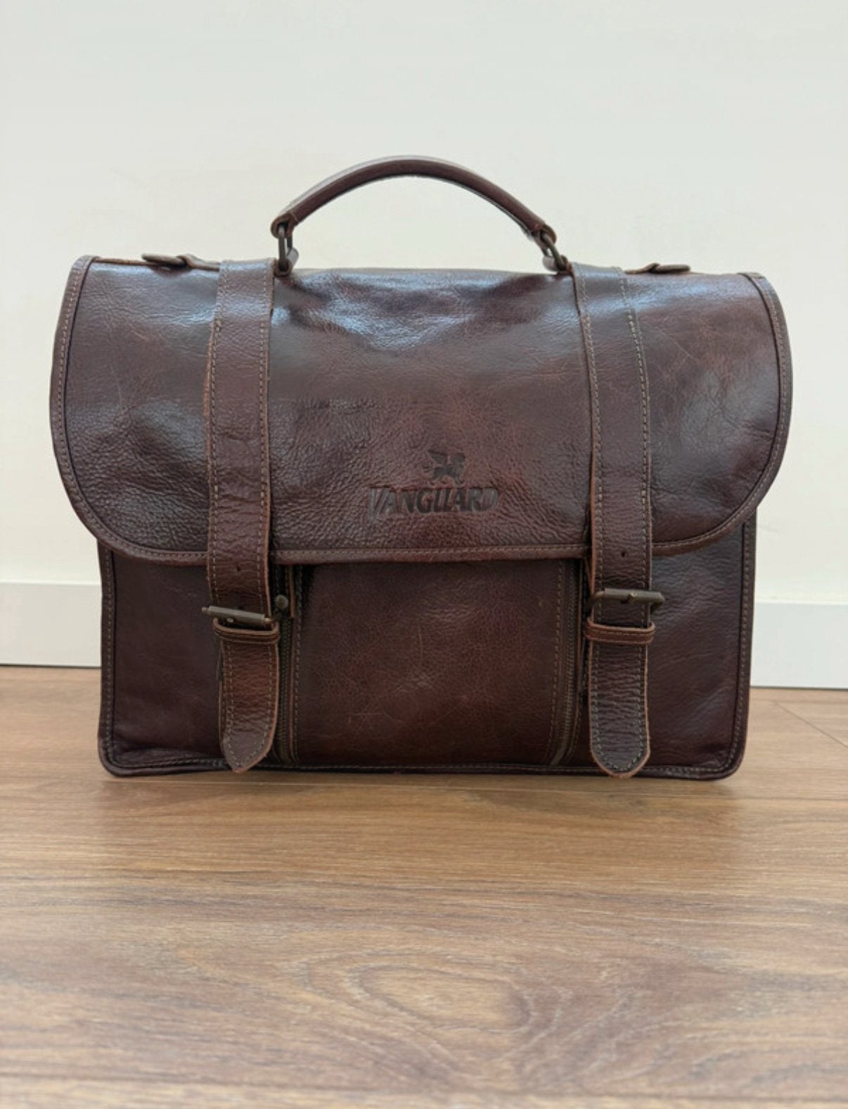 Stoere laptop/werk/aktetas Vanguard, Bruin, Ophalen of Verzenden, Zo goed als nieuw, Leer